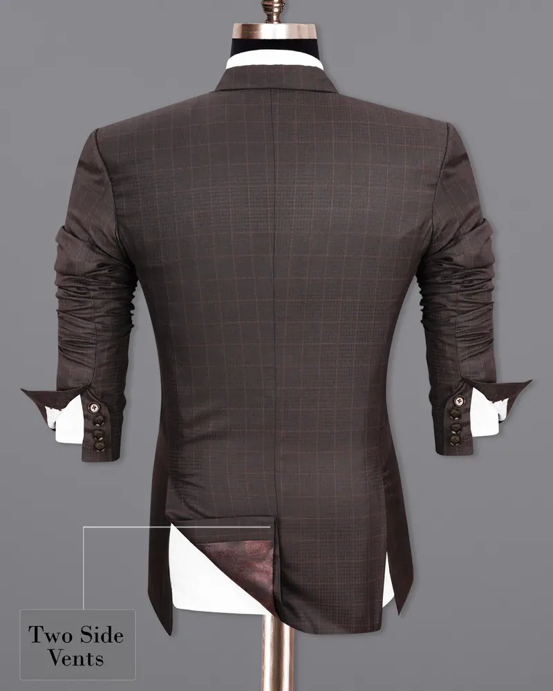 Thunder Brown Subtle Checkered Double Breasted Blazer 8