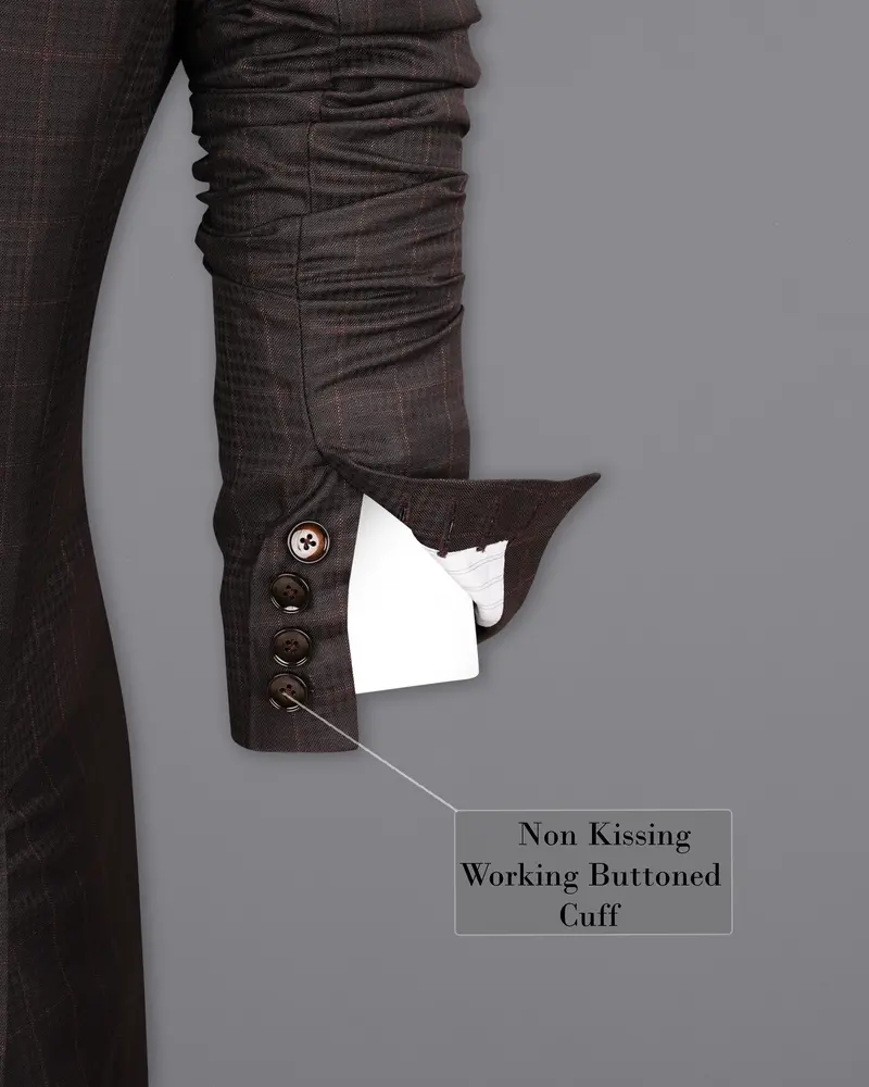 Thunder Brown Subtle Checkered Double Breasted Blazer 9