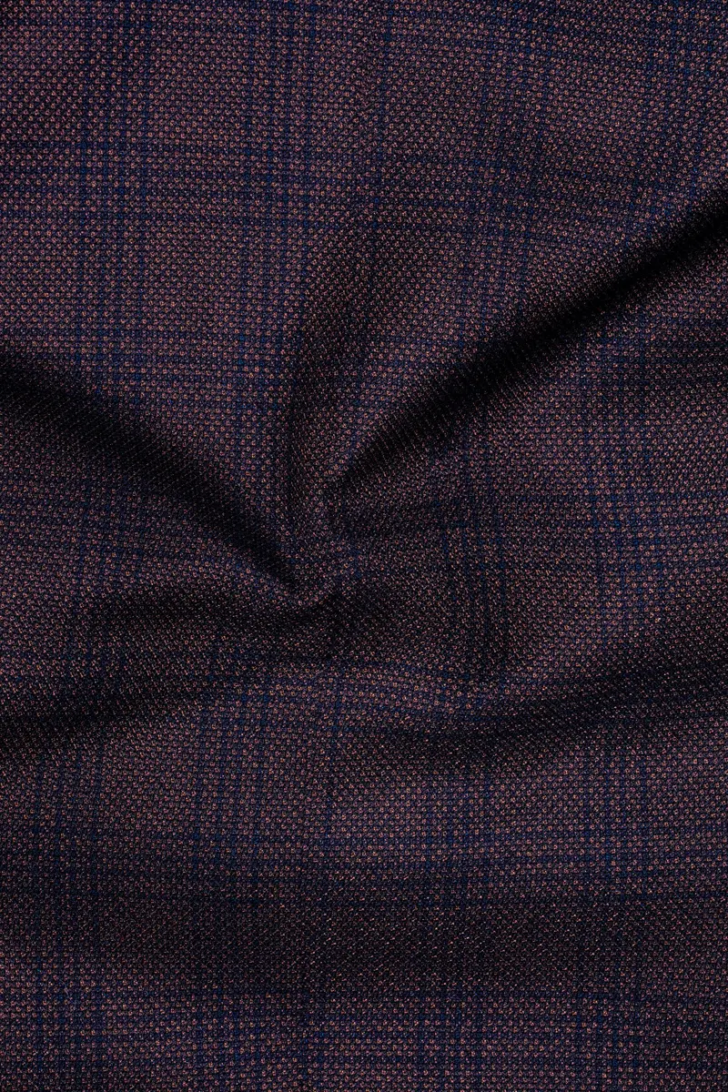Thunder Brown Subtle Checkered Woolrich Cross Placket Bandhgala Blazer 3