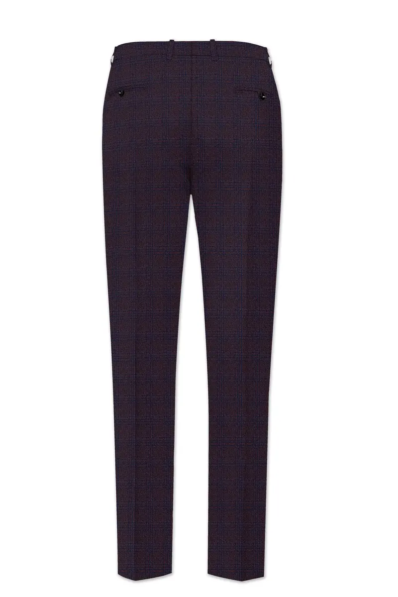 Thunder Brown Subtle Checkered Woolrich Cross Placket Bandhgala Suit 13
