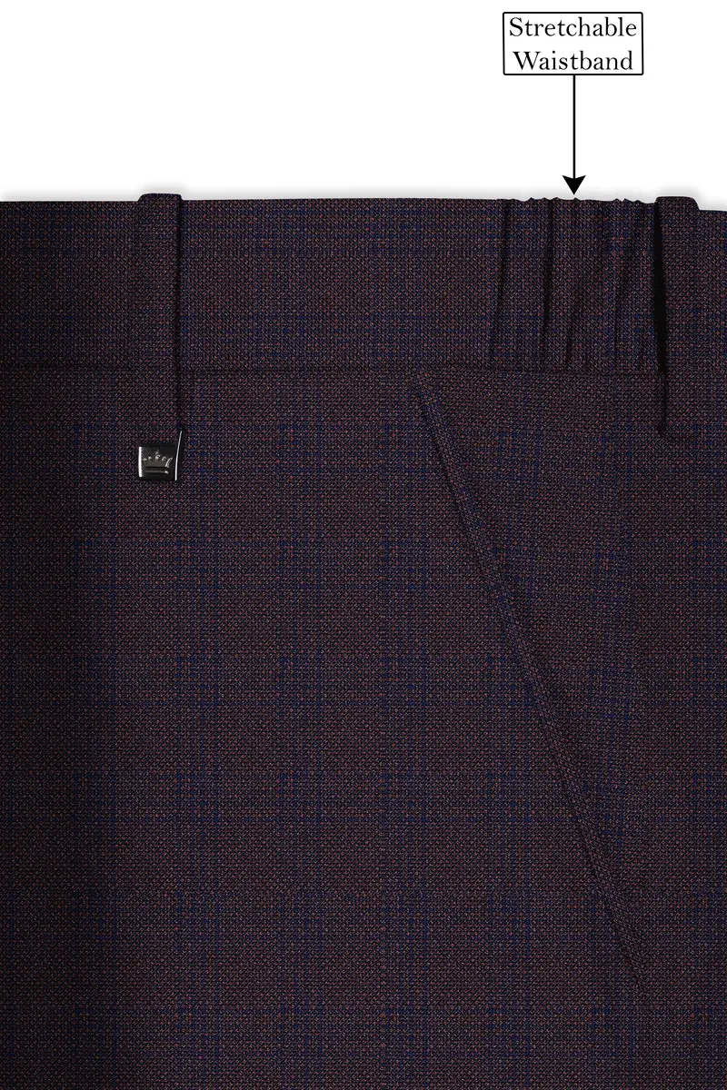 Thunder Brown Subtle Checkered Woolrich Cross Placket Bandhgala Suit 14