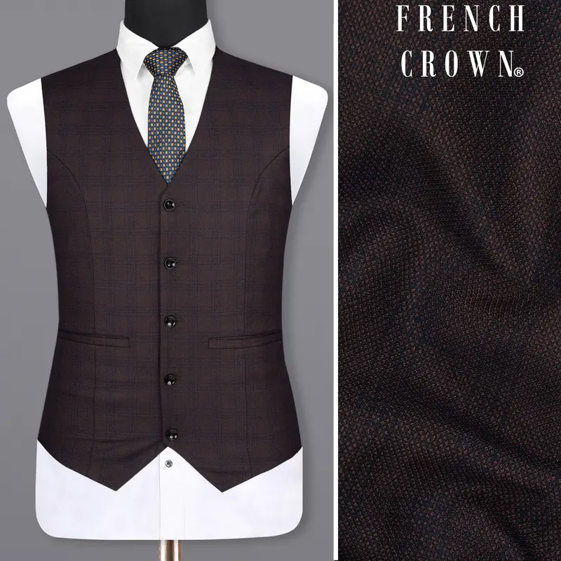 Thunder Brown Subtle Checkered Woolrich Waistcoat 1