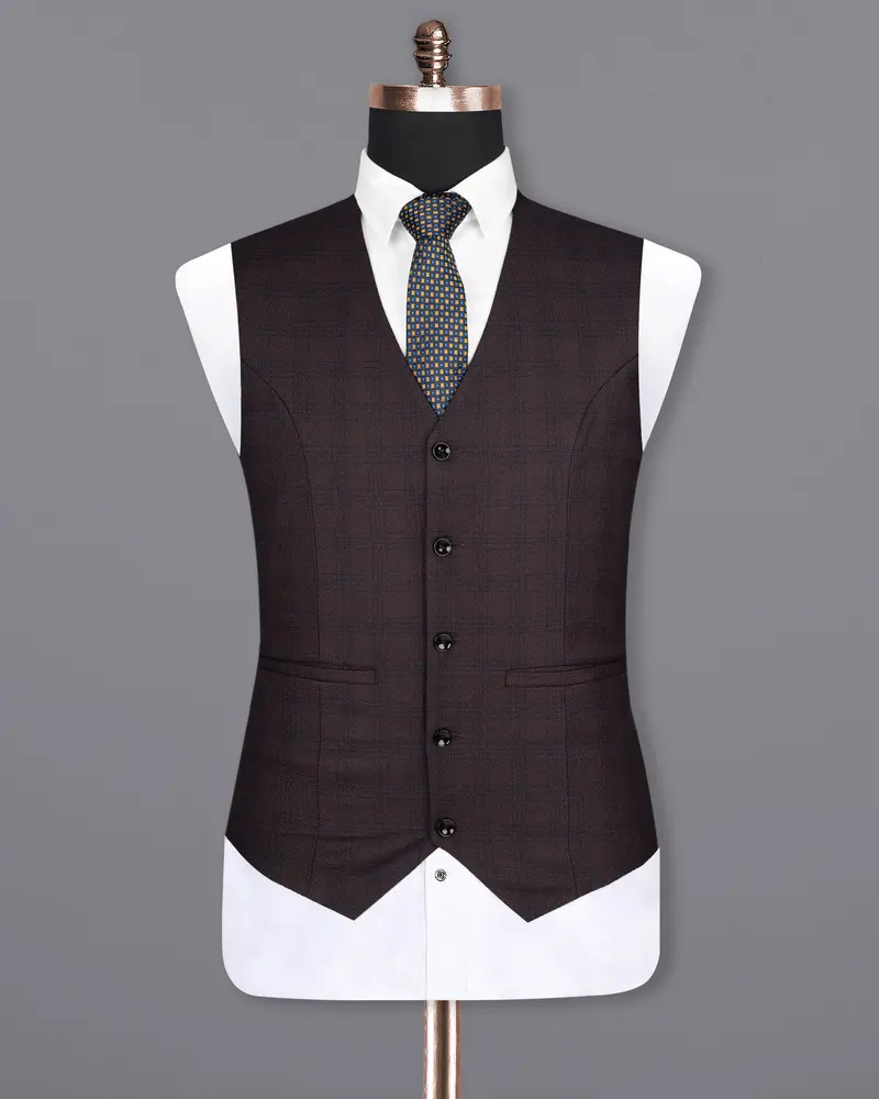 Thunder Brown Subtle Checkered Woolrich Waistcoat 2