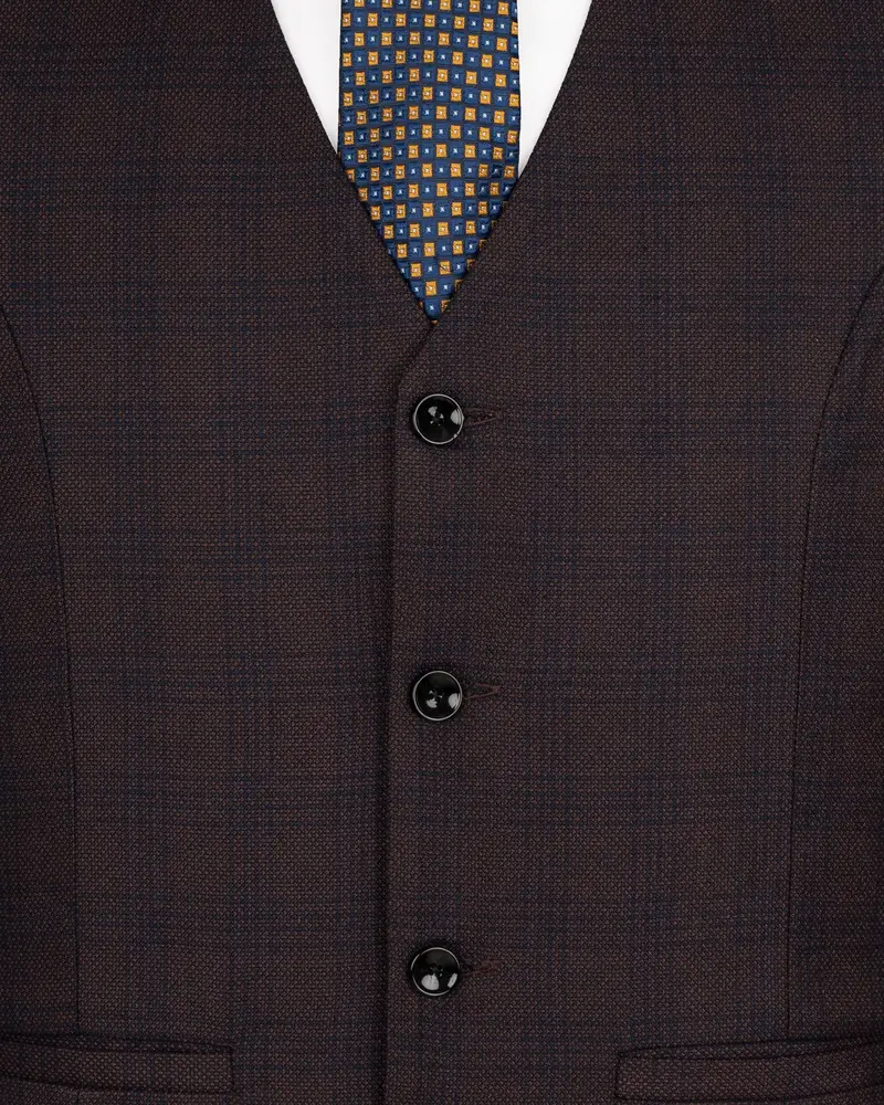 Thunder Brown Subtle Checkered Woolrich Waistcoat 5