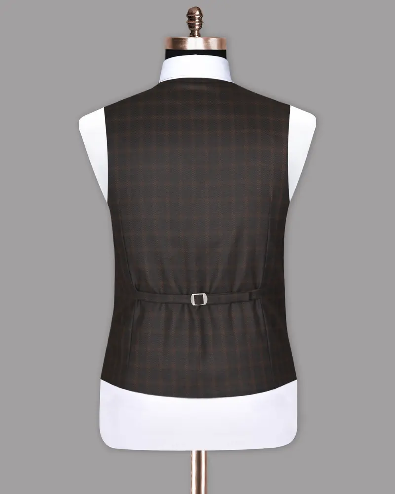 Thunder Brown Tonal Windowpane Waistcoat 6