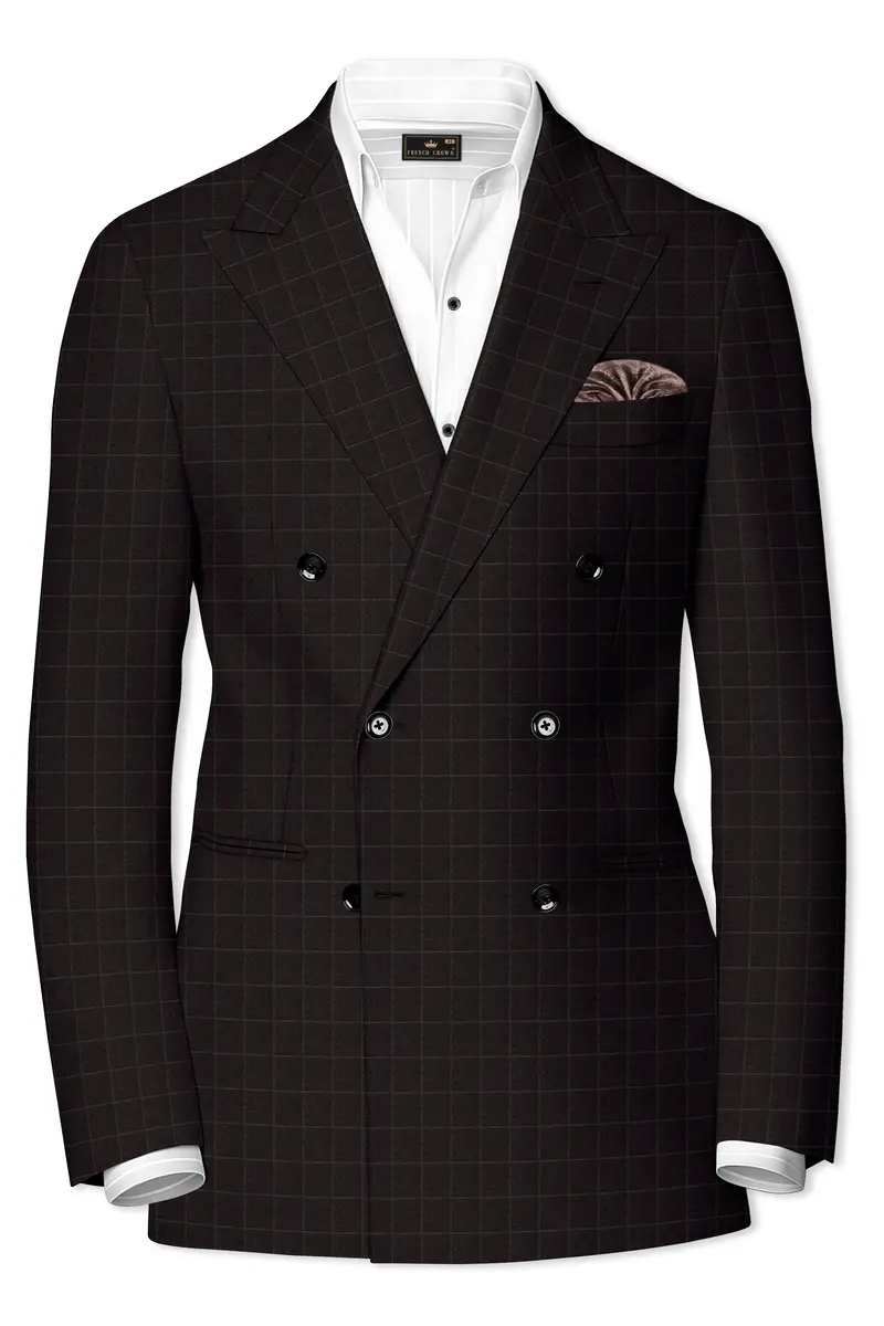Thunder Brown Windowpane Double Breasted Blazer 2