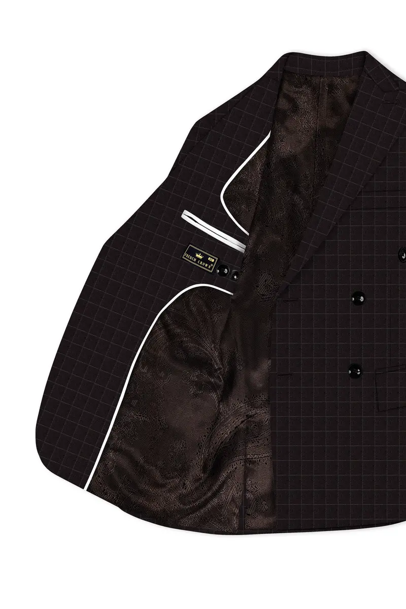 Thunder Brown Windowpane Double Breasted Blazer 4