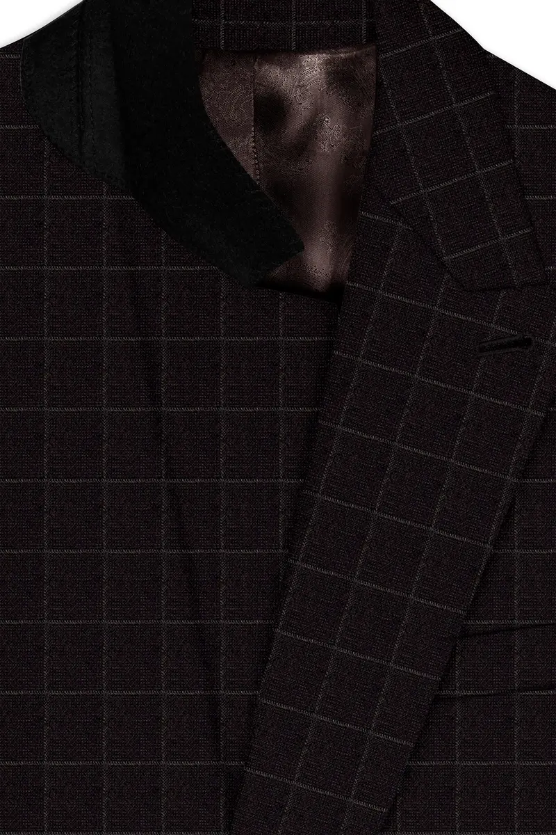 Thunder Brown Windowpane Double Breasted Blazer 5