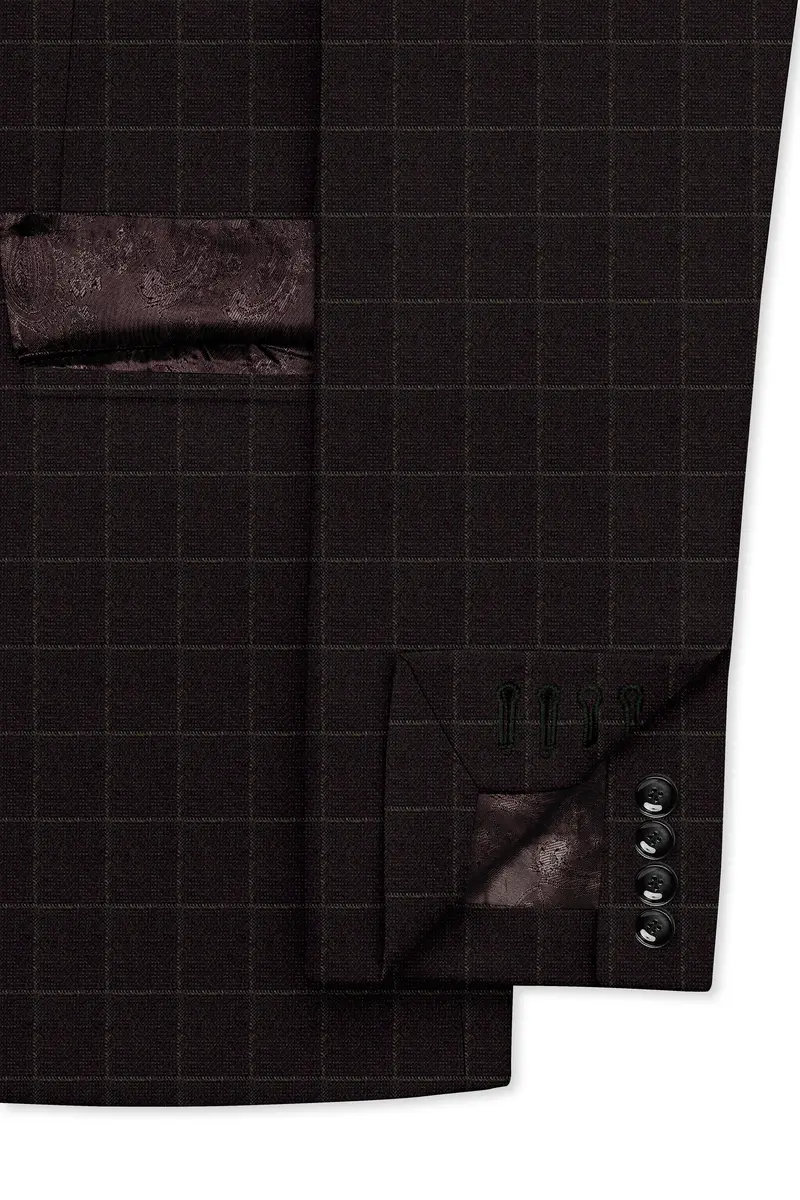 Thunder Brown Windowpane Double Breasted Blazer 6