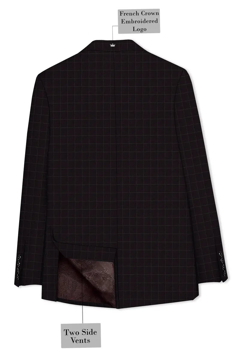 Thunder Brown Windowpane Double Breasted Blazer 8