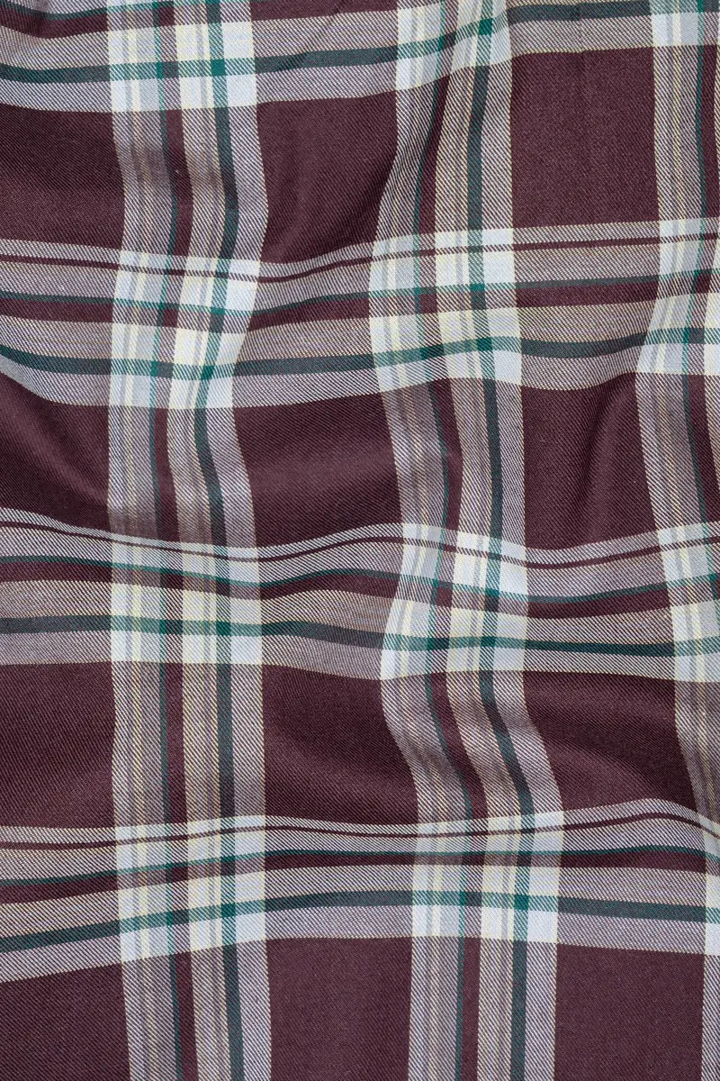 Thunder Brown With White Plaid Twill Cotton Shirt 3