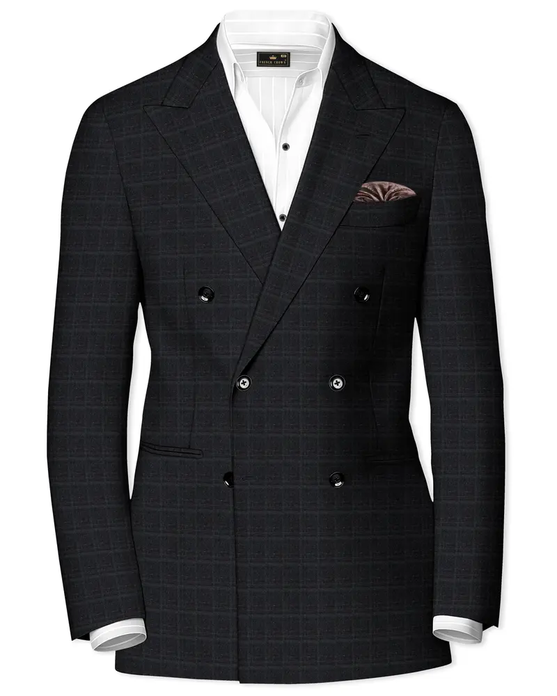 Thunder Gray Plaid Double-Breasted Blazer 1