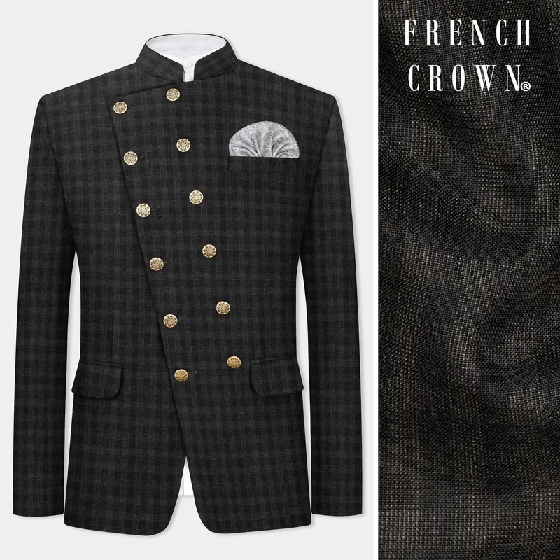 Thunder Gray Plaid Wool Rich Blazer 1