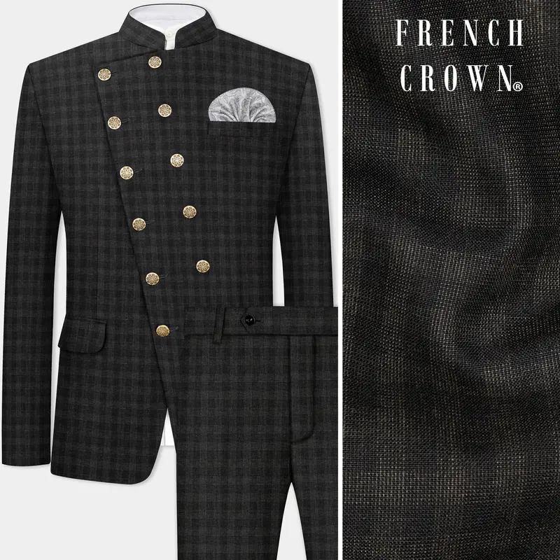Thunder Gray Plaid Wool Rich Suit 1