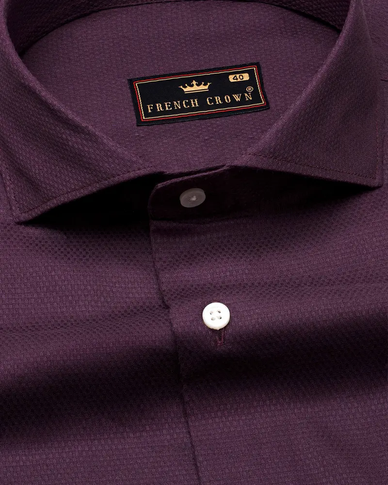 Thunder Maroon Dobby Textured Premium Giza Cotton Shirt 1