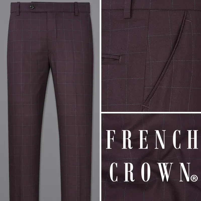Thunder Maroon Plaid Pant 1