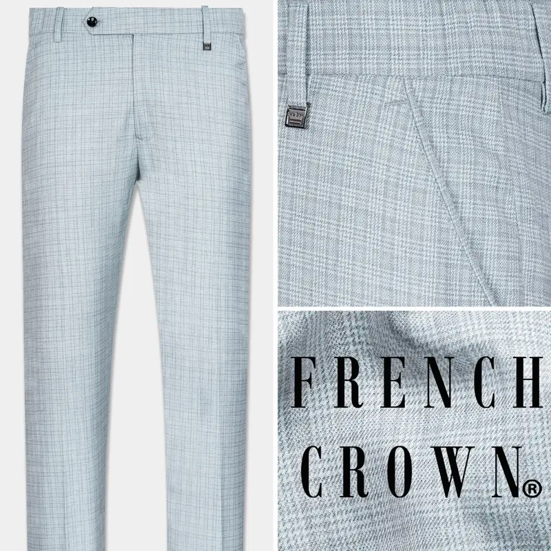 Tiara Gray Checkered Wool Rich Pant 1