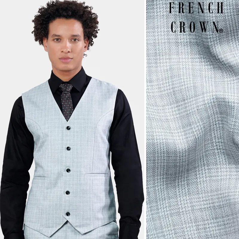 Tiara Gray Checkered Wool Rich Waistcoat 1