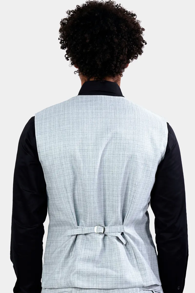 Tiara Gray Checkered Wool Rich Waistcoat 4