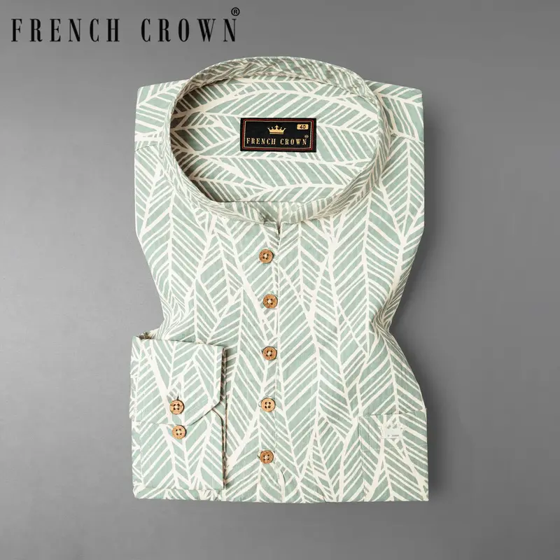 Tiara Gray Printed Seersucker Lightweight Premium Cotton Kurta Shirt 1