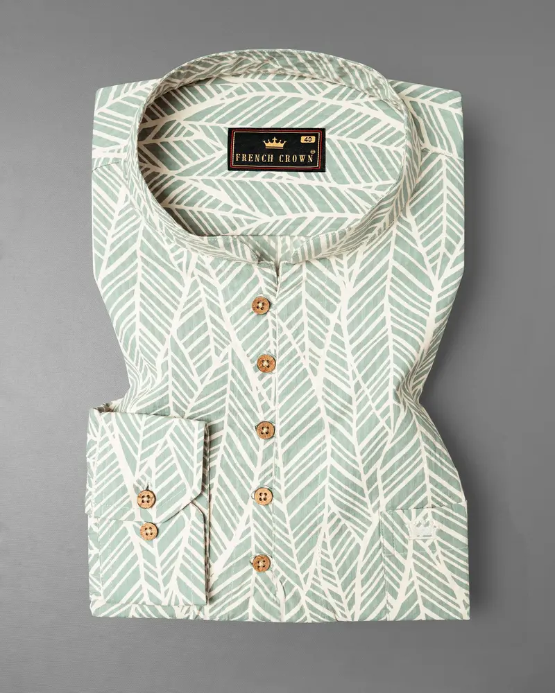 Tiara Gray Printed Seersucker Lightweight Premium Cotton Kurta Shirt 2
