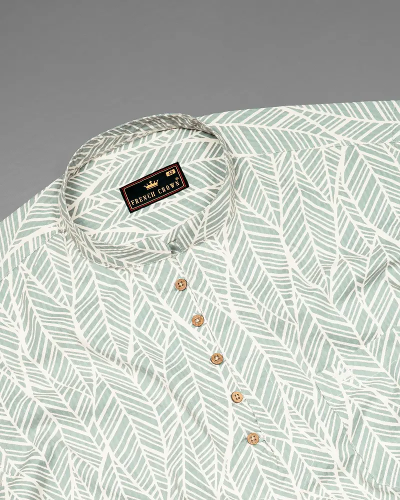 Tiara Gray Printed Seersucker Lightweight Premium Cotton Kurta Shirt 5