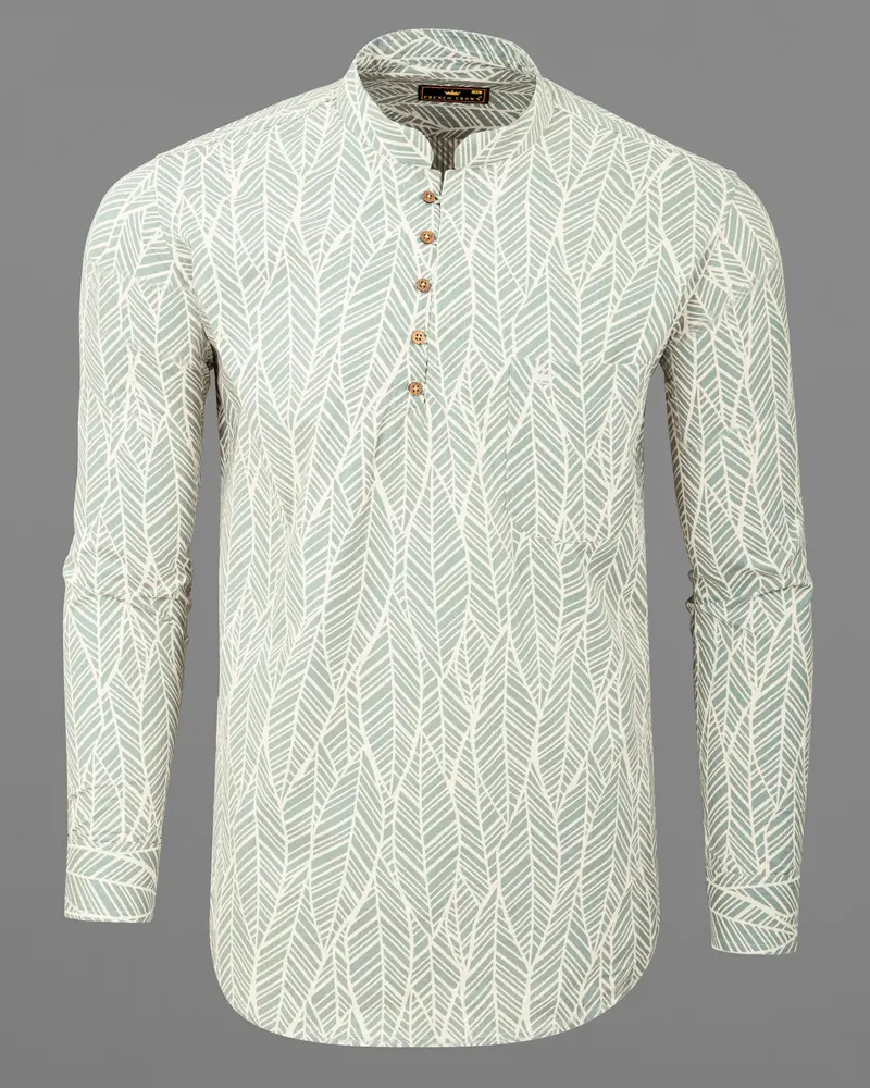 Tiara Gray Printed Seersucker Lightweight Premium Cotton Kurta Shirt 6