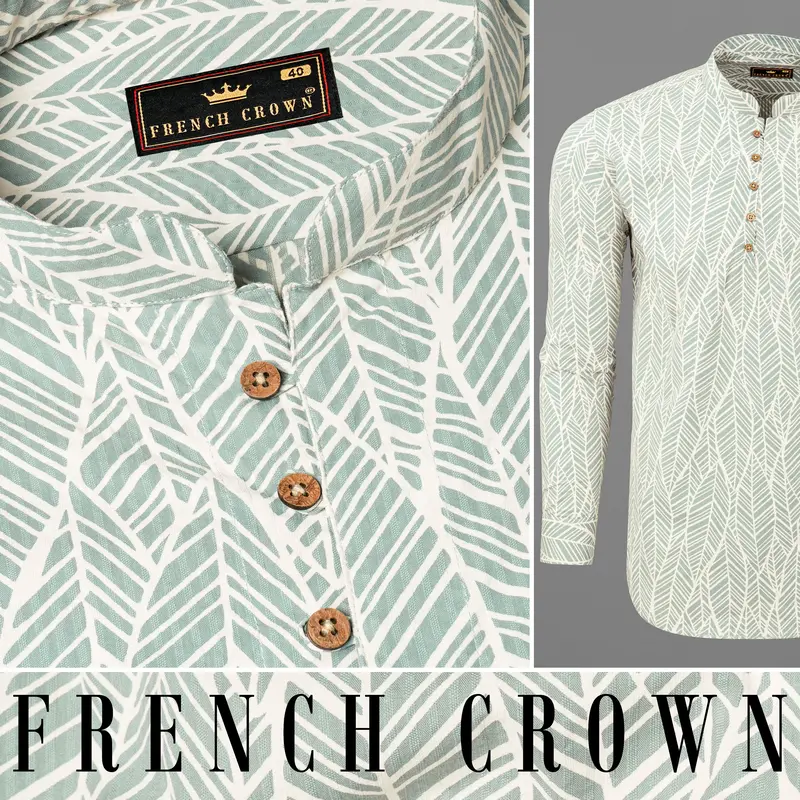 Tiara Gray Printed Seersucker Lightweight Premium Cotton Kurta Shirt 9