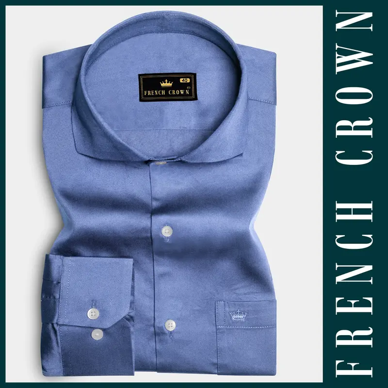 Tidepool-Glaucous Blue Subtle Sheen Super Soft Premium Cotton Cut Away Collar Dress Shirt 6