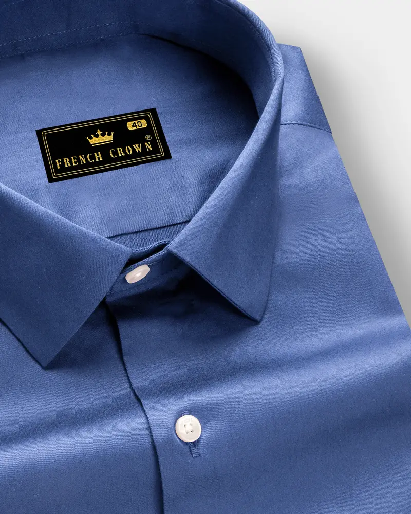 Tidepool-Glaucous Blue Subtle Sheen Super Soft Premium Cotton Dress Shirt 1