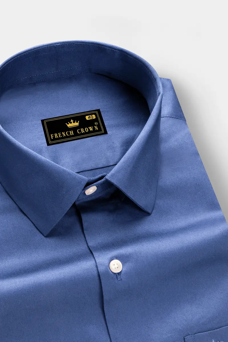 Tidepool-Glaucous Blue Subtle Sheen Super Soft Premium Cotton Dress Shirt 2