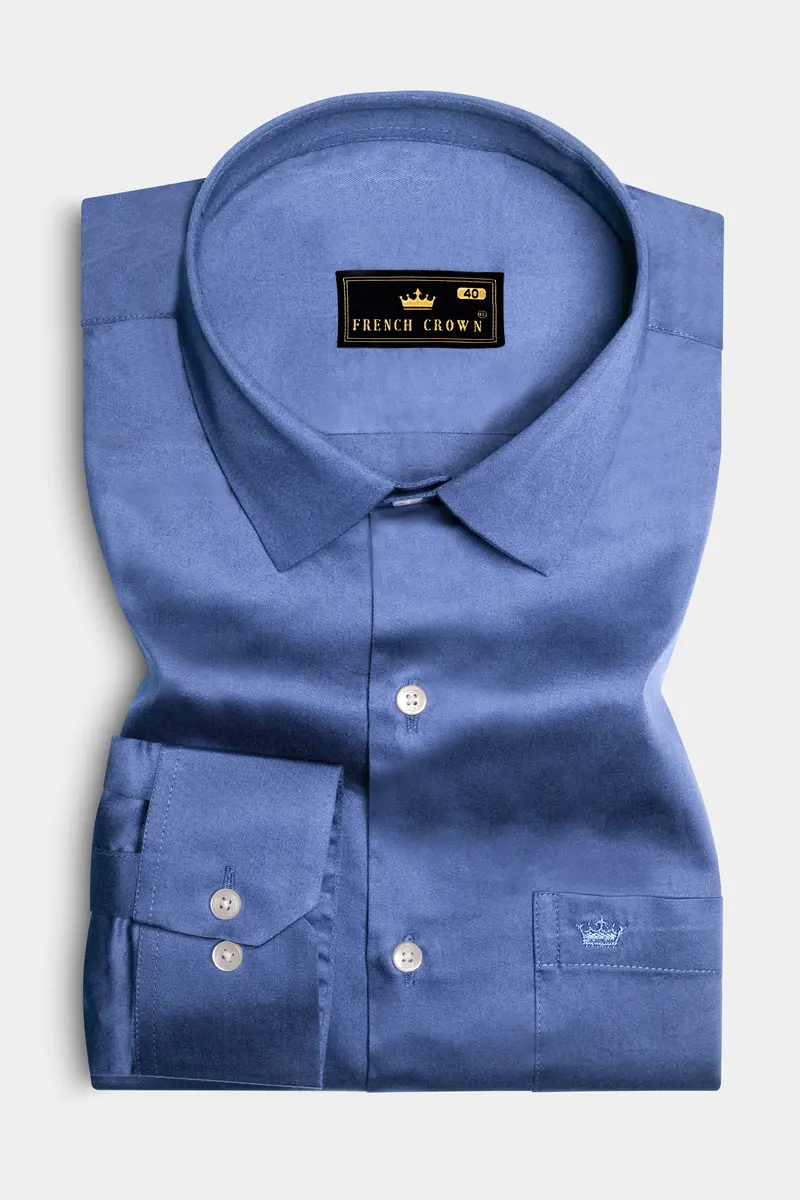 Tidepool-Glaucous Blue Subtle Sheen Super Soft Premium Cotton Dress Shirt 4