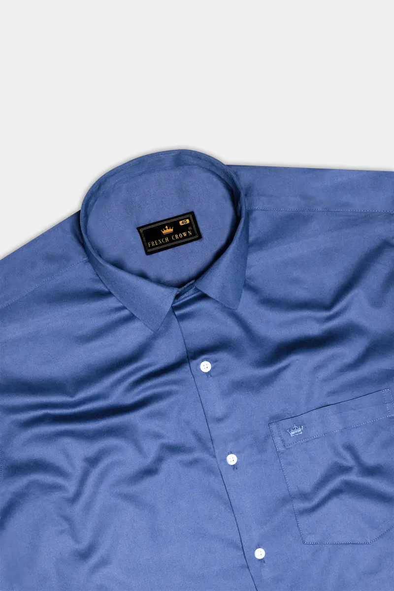 Tidepool-Glaucous Blue Subtle Sheen Super Soft Premium Cotton Dress Shirt 5