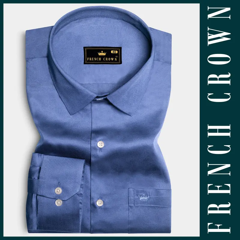 Tidepool-Glaucous Blue Subtle Sheen Super Soft Premium Cotton Dress Shirt 6