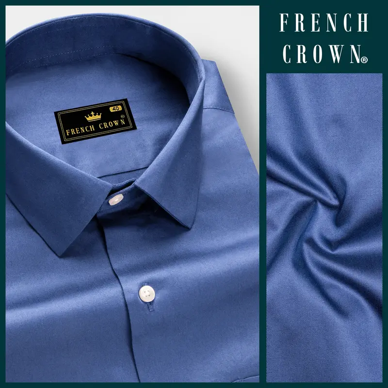 Tidepool-Glaucous Blue Subtle Sheen Super Soft Premium Cotton Dress Shirt 8