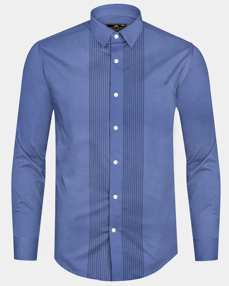 Tidepool-Glaucous Blue Subtle Sheen Super Soft Premium Cotton Tuxedo Shirt 10