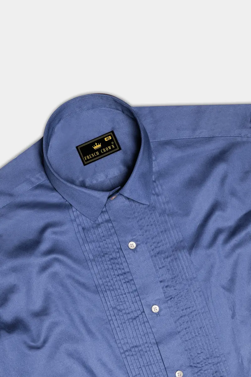 Tidepool-Glaucous Blue Subtle Sheen Super Soft Premium Cotton Tuxedo Shirt 5