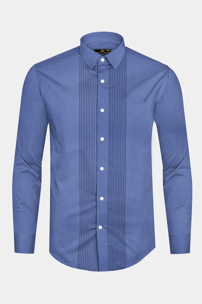 Tidepool-Glaucous Blue Subtle Sheen Super Soft Premium Cotton Tuxedo Shirt 6