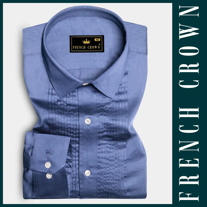 Tidepool-Glaucous Blue Subtle Sheen Super Soft Premium Cotton Tuxedo Shirt 7