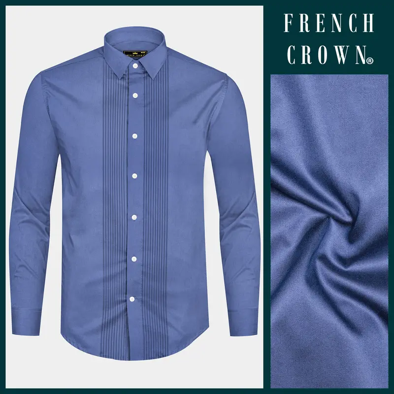 Tidepool-Glaucous Blue Subtle Sheen Super Soft Premium Cotton Tuxedo Shirt 8