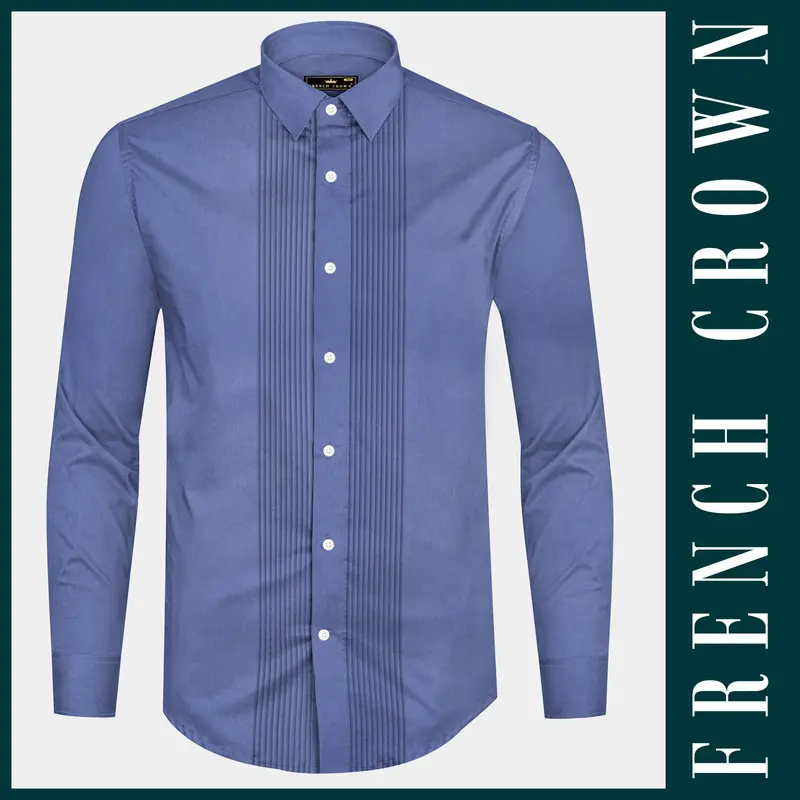 Tidepool-Glaucous Blue Subtle Sheen Super Soft Premium Cotton Tuxedo Shirt 9