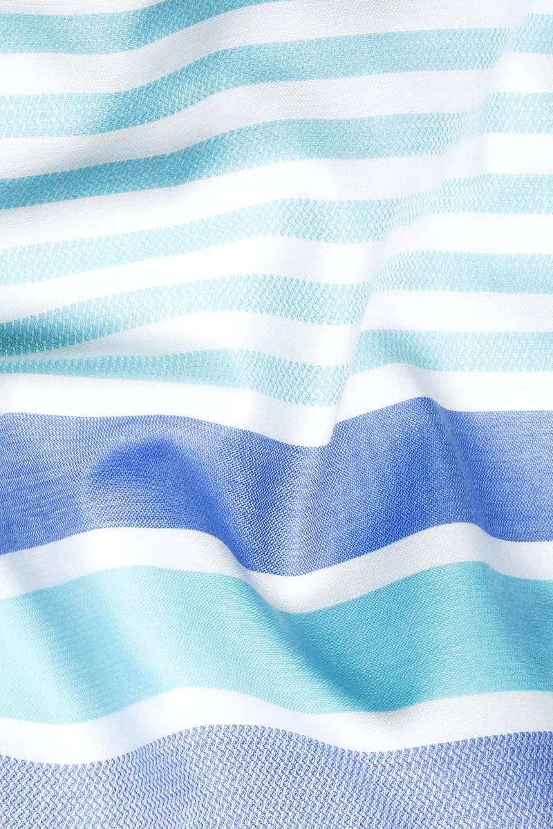 Tiffany Blue And White Striped Dobby Textured Premium Giza Cotton Kurta Shirt 3