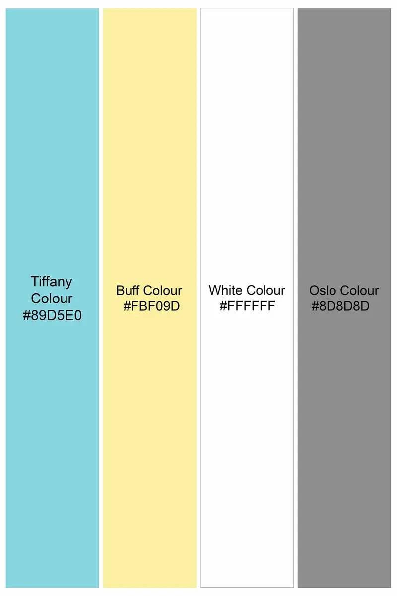 Tiffany Blue With Buff Yellow And White Striped Subtle Sheen Super Soft Premium Cotton Shirt 5