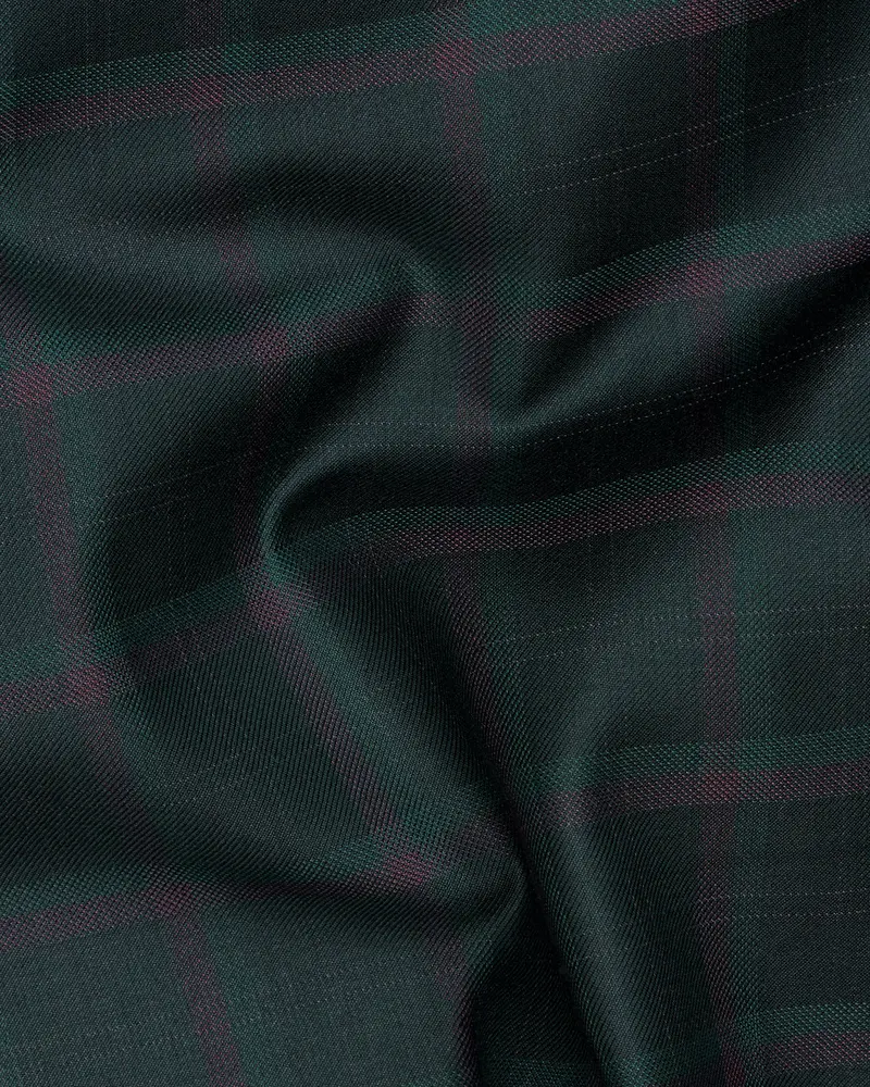 Timber Green Plaid Cross Placket Bandhgala Blazer 3