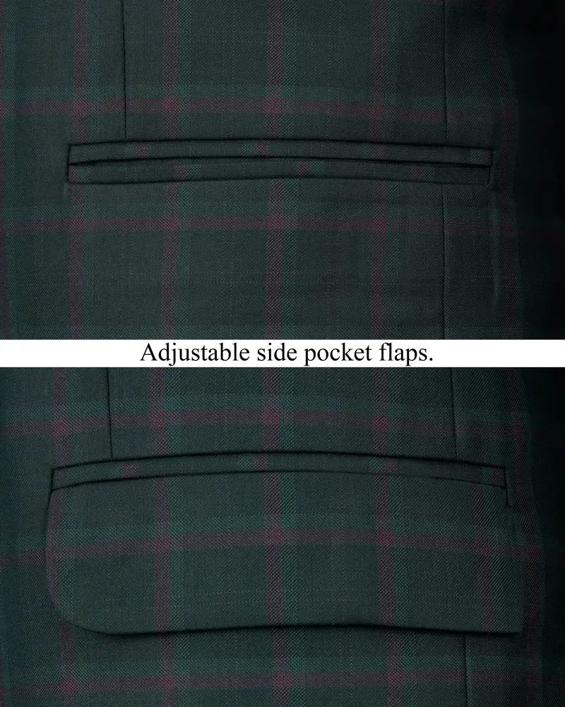 Timber Green Plaid Cross Placket Bandhgala Blazer 5