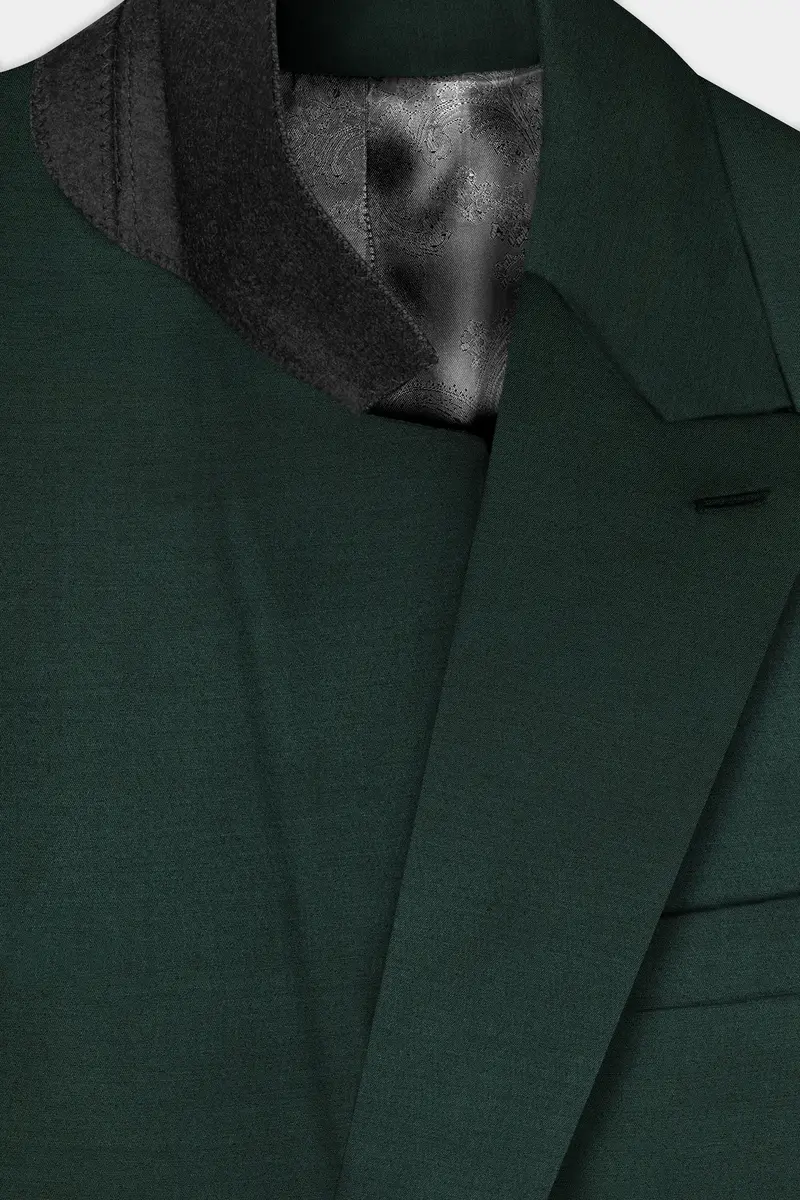 Timber Green Solid Wool Rich Double Breasted Blazer 4