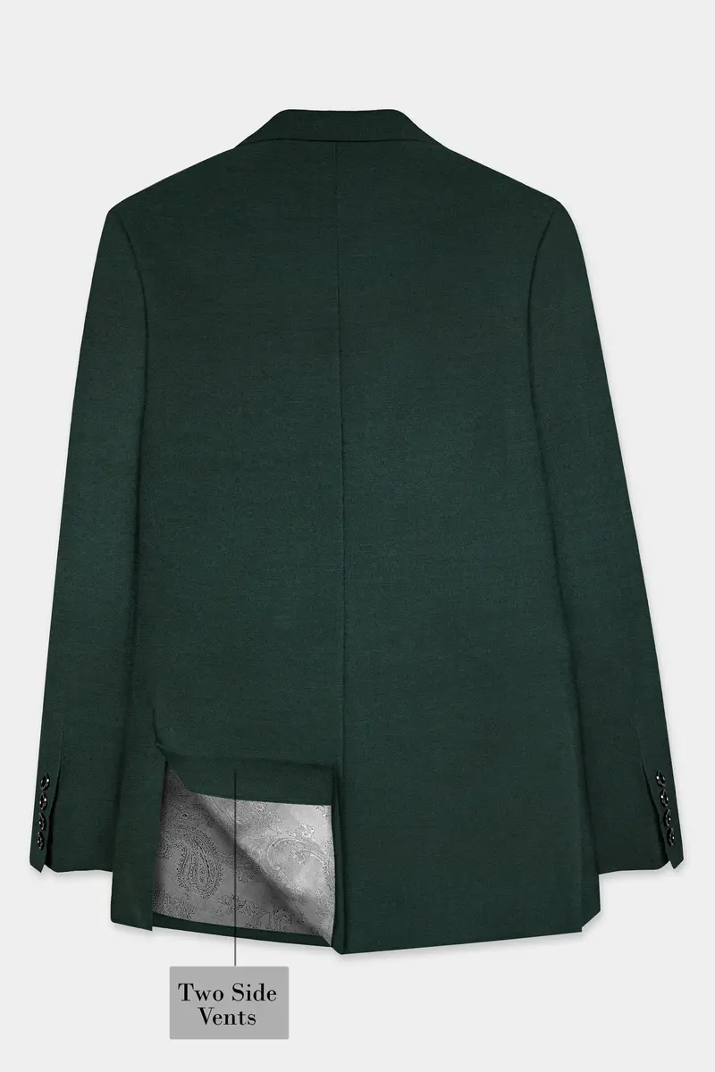 Timber Green Solid Wool Rich Double Breasted Blazer 8