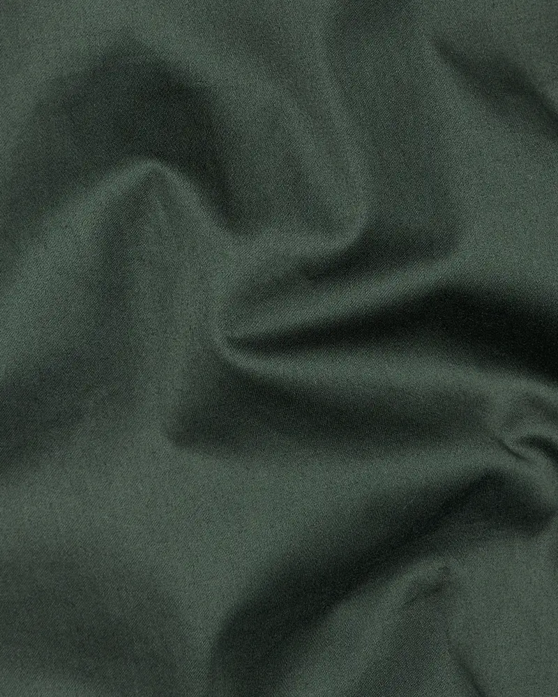 Timber Green Subtle Sheen Snake Pleated Super Soft Premium Cotton Tuxedo Shirt 3