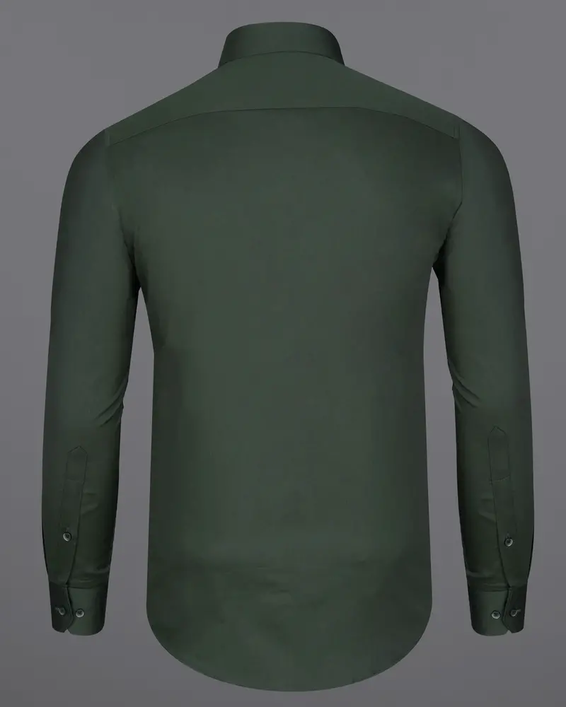 Timber Green Subtle Sheen Snake Pleated Super Soft Premium Cotton Tuxedo Shirt 7