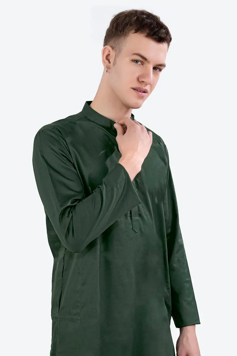 Timber Green Subtle Sheen Super Soft Premium Cotton Kurta 4
